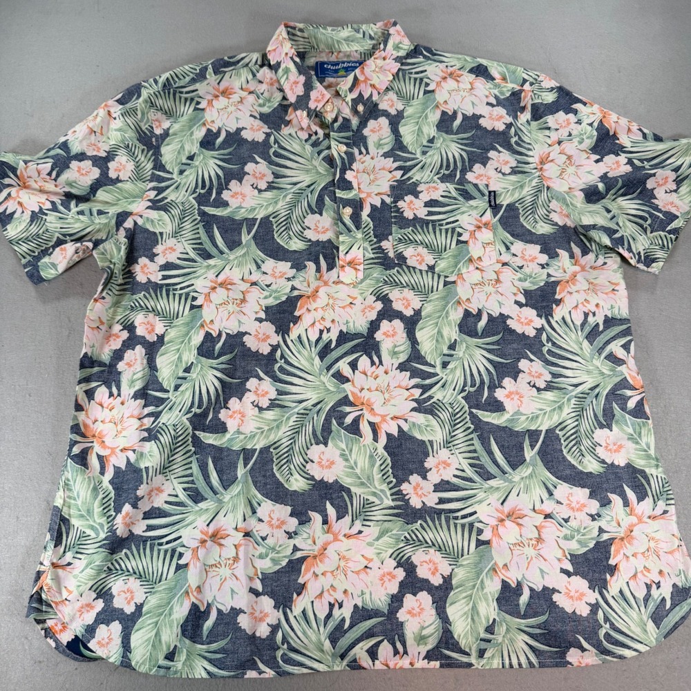 Chubbies Tropical Floral Popover Shirt Navy Pink Short Sleeve Mens XXL